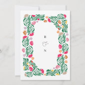 Einladung von Folk Floral Frame Hochzeit (Rückseite)