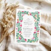 Einladung von Folk Floral Frame Hochzeit