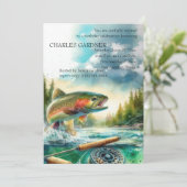 Einladung von Forellenfischen zum Geburtstag (Stehend Vorderseite)