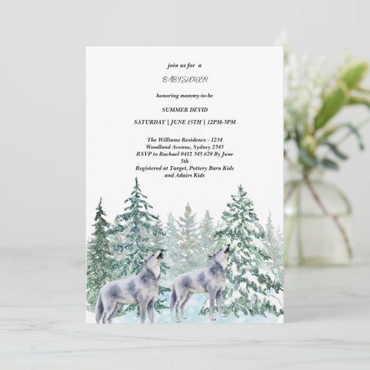 Einladung von Forest Animals Baby Dusche (Stehend Vorderseite)