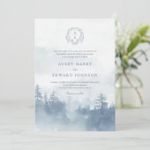 Einladung von Forest Blue Hochzeit (Stehend Vorderseite)