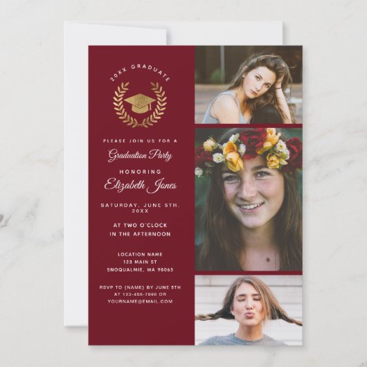 Einladung von Foto Collage Abschluss (Vorderseite)