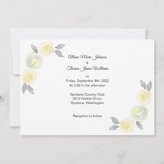 Einladung von Foto zur Hochzeit - Gelb und Grau (Rückseite)