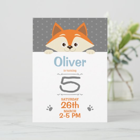 Einladung von Fox Birthday (Stehend Vorderseite)