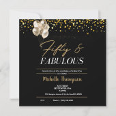 Einladung von Frauen zum 50. und tollen Gold Gebur (Vorderseite)