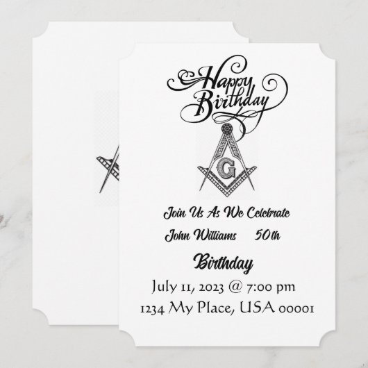Einladung von Freemason Birthday (Vorne/Hinten)