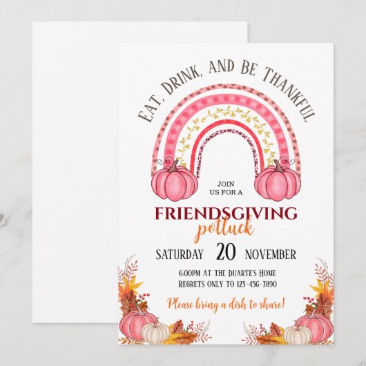 Einladung von Friendsgiving Potluck (Vorne/Hinten)