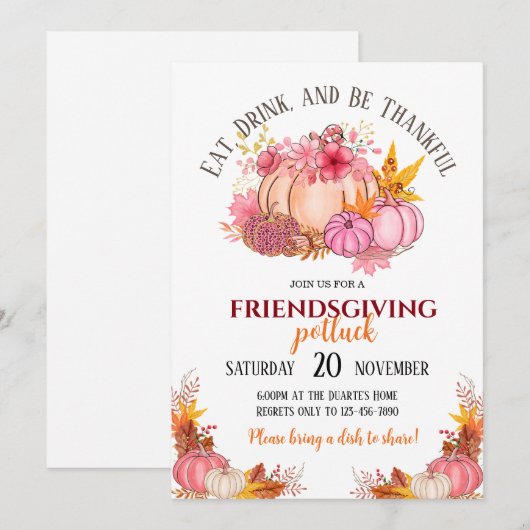 Einladung von Friendsgiving Potluck (Vorne/Hinten)