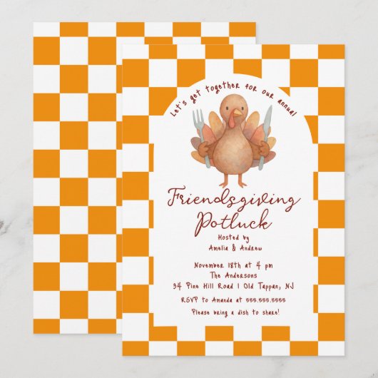 Einladung von Friendsgiving Potluck (Vorne/Hinten)