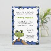 Einladung von Frosch zum Geburtstag (Stehend Vorderseite)