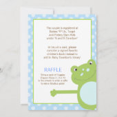 Einladung von Froschdusche mit grünem Leap (blau), (Rückseite)