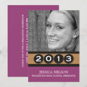 Einladung von Fuchsia Classy Keys Abschluss (Vorne/Hinten)