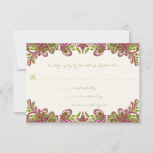 Einladung von Fuchsia und Limon Paisley