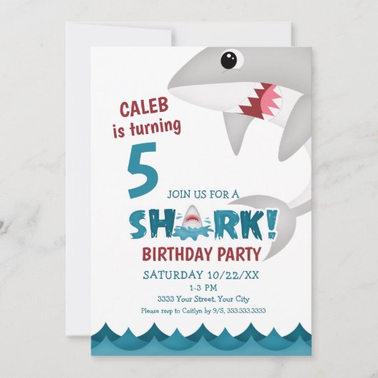 Einladung von Fun Shark Birthday (Vorderseite)