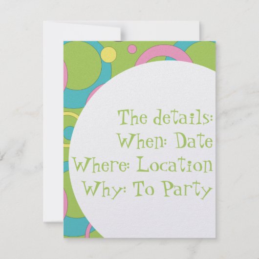 Einladung von Funky Green Circles (Rückseite)