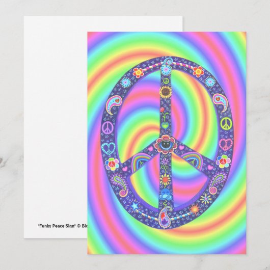 Einladung von Funky Peace Sign (Vorne/Hinten)