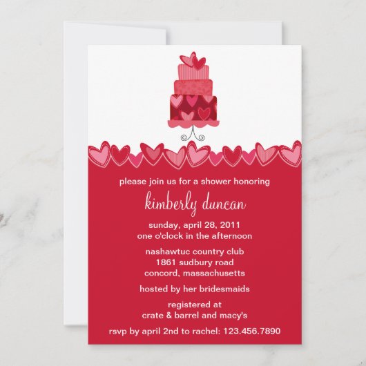 Einladung von Funky Wedding Cake Bridal Dusche (Vorderseite)