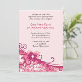 Einladung von Fuschia Floral Wedding (Stehend Vorderseite)