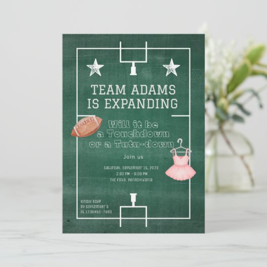 EINLADUNG VON FUSSBALL ODER TUTU-GENDERN (Stehend Vorderseite)