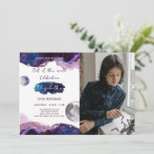 Einladung von Galaxy zum Geburtstag mit Foto (Stehend Vorderseite)