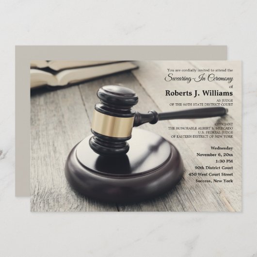 Einladung von Gavel und Sound Block (Vorne/Hinten)