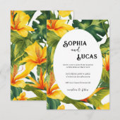 Einladung von gelben tropischen Blumen (Vorne/Hinten)