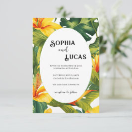 Einladung von gelben tropischen Blumen