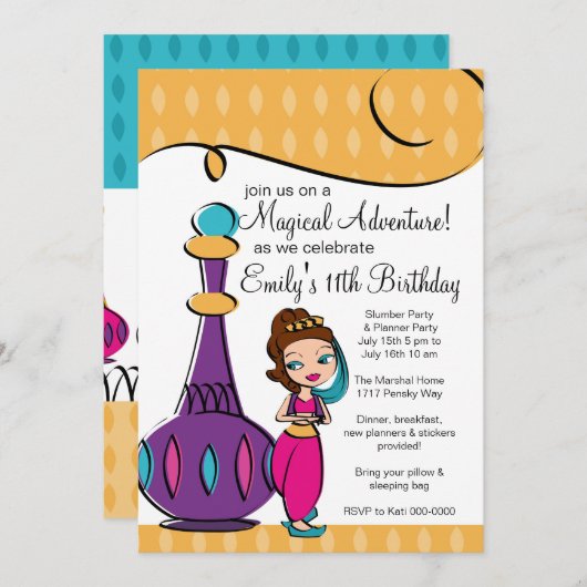 Einladung von Genie und Lamp (Vorne/Hinten)