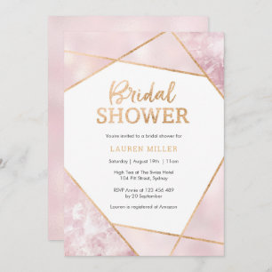 Einladung von Geo Pink und Gold Bridal Dusche