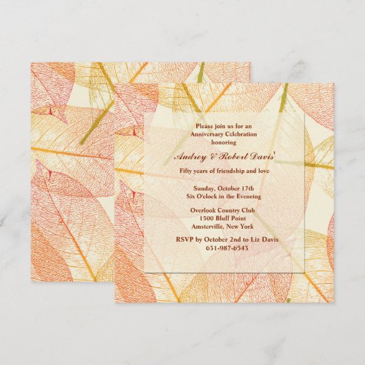 Einladung von gepressten Blätter (Vorne/Hinten)