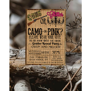 Einladung von Gewehren oder Glitzer - 5 x 7