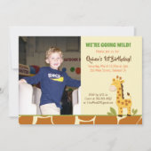 Einladung von Giraffe Boy oder Girl Zoo zum Geburt (Vorderseite)