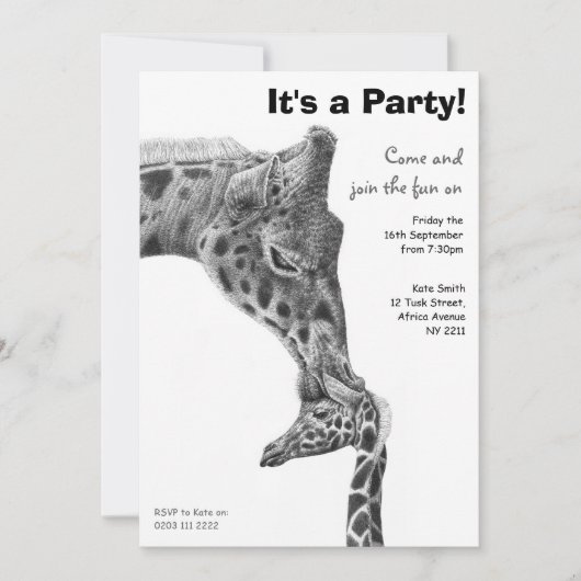 Einladung von Giraffe & Calf zum Geburtstag (Vorderseite)