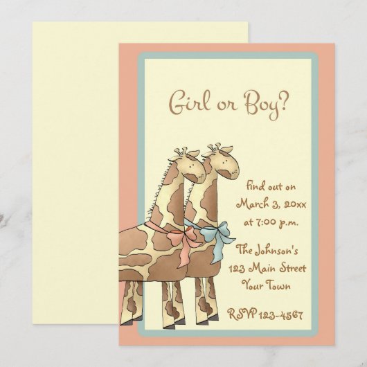 Einladung von Giraffe Gender (Vorne/Hinten)