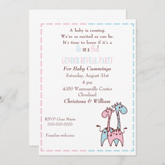 Einladung von Giraffe Gender (Vorne/Hinten)