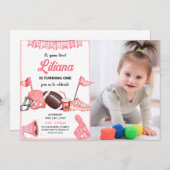 Einladung von Girl Football zum ersten Geburtstag (Vorne/Hinten)