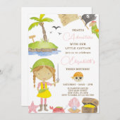 Einladung von Girl Pirate zum Geburtstag (Vorne/Hinten)