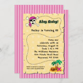 Einladung von Girl Pirate zum Geburtstag (Vorne/Hinten)