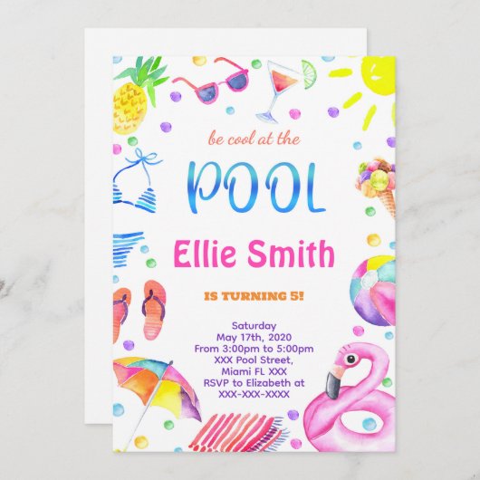 Einladung von Girl Pool (Vorne/Hinten)