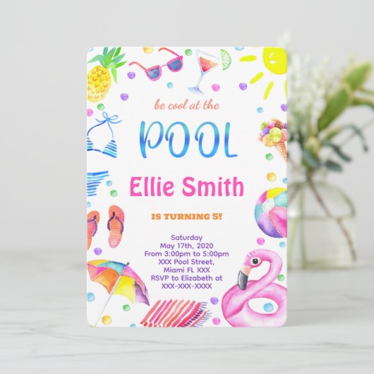 Einladung von Girl Pool (Stehend Vorderseite)