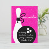 Einladung von Girls Bowling Birthday Party (Stehend Vorderseite)