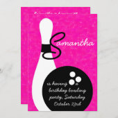 Einladung von Girls Bowling Birthday Party (Vorne/Hinten)