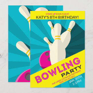 Einladung von Girls Bowling Birthday Party