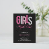 Einladung von Girls Night Out Junggeselinnen-Absch Postkarte (Stehend Vorderseite)