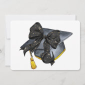 Einladung von Glamour Black/Gold Bow Graduation Pa (Rückseite)