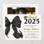 Einladung von Glamour Black/Gold Bow Graduation Pa (Vorne/Hinten)