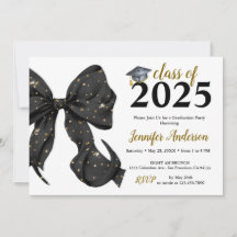 Einladung von Glamour Black/Gold Bow Graduation Pa