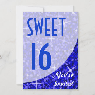 Einladung von Glitz Dark Blue Kurve "Sweet 16"