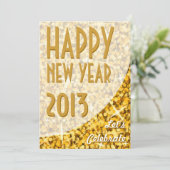 Einladung von Glitz "Gold"-Kurve "Happy New Year" (Stehend Vorderseite)