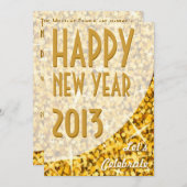 Einladung von Glitz "Gold"-Kurve "Happy New Year" (Vorne/Hinten)